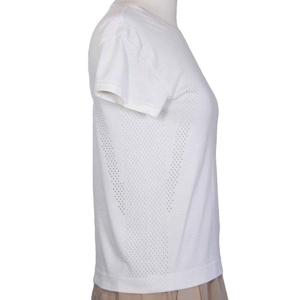 Lululemon Women's 4 White T-Shirt Mesh Crew Neck Short Sleeve Casual Activewear - Picture 4 of 7